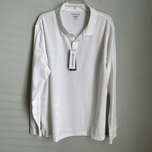New Saddelbred Mens White Comfort Flex Long Sleeve Polo